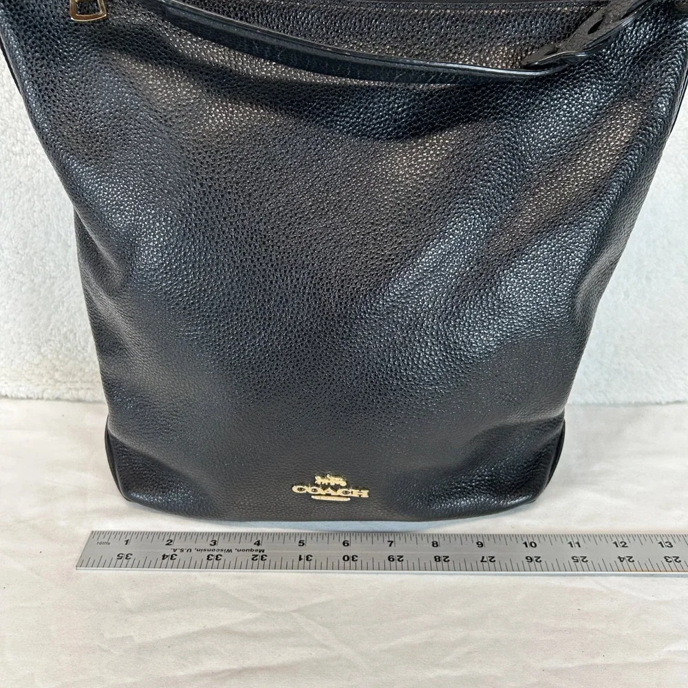 Coach Abbey Duffle Black Pebbled Leather Shoulder Crossbody Bag F31507 Gold Logo